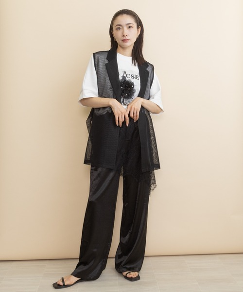lodie（ロディ）の「ロングジレ　メッシュシアーベスト（ベスト・レディース・ブラウン/ブラック・FREE）」の3枚目の写真