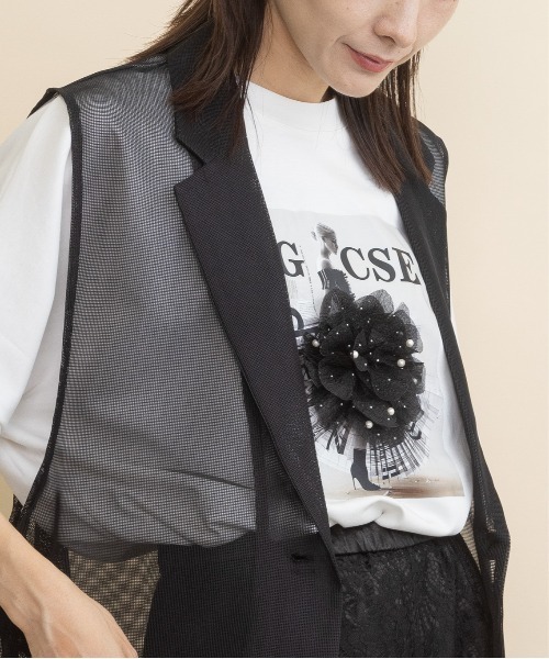 lodie（ロディ）の「ロングジレ　メッシュシアーベスト（ベスト・レディース・ブラウン/ブラック・FREE）」の10枚目の写真