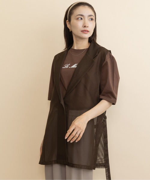lodie（ロディ）の「ロングジレ　メッシュシアーベスト（ベスト・レディース・ブラウン/ブラック・FREE）」の17枚目の写真