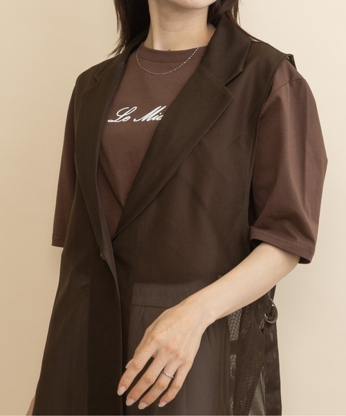 lodie（ロディ）の「ロングジレ　メッシュシアーベスト（ベスト・レディース・ブラウン/ブラック・FREE）」の18枚目の写真