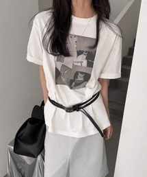 26SS/【綿100%】キャットフォトプリントオーバーサイズTシャツ