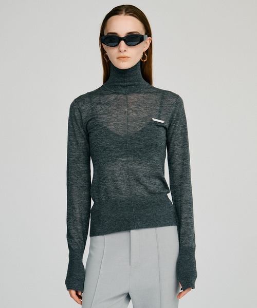 PRANK PROJECT（プランクプロジェクト）の「【2026Autumn Pre-Order】スイビウールタートルトップス / Suivi Wool Turtleneck Top（ニット/セーター・レディース・ブラウン/グレー/ブルー/ブラック・FREE）」の9枚目の写真