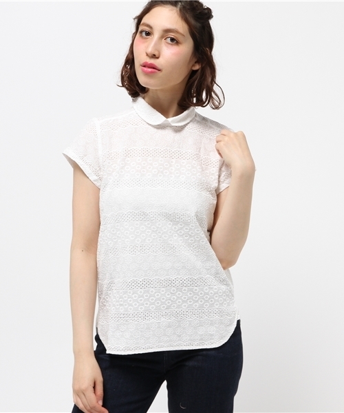 BEAMS BOY（ビームスボーイ）の「BEAMS BOY / カットワーク 後ボタン ブラウス 16SS（シャツ/ブラウス・レディース・ホワイト/ブラック/サックスブルー・ONE SIZE）」の2枚目の写真