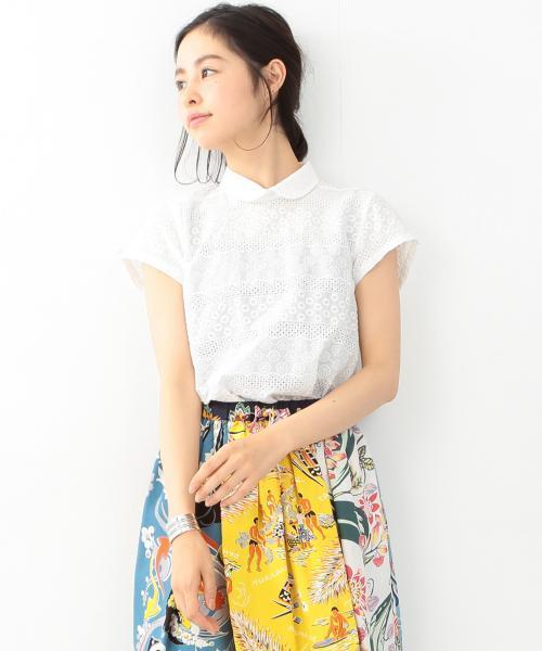 BEAMS BOY（ビームスボーイ）の「BEAMS BOY / カットワーク 後ボタン ブラウス 16SS（シャツ/ブラウス・レディース・ホワイト/ブラック/サックスブルー・ONE SIZE）」の5枚目の写真