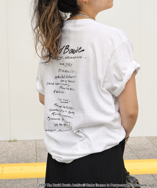 GOOD ROCK SPEED(グッドロックスピード)の「【GOOD ROCK SPEED/グッドロックスピード】DAVID BOWIE written T-sh(Tシャツ/カットソー・レディース・ホワイト・FREE)」の2枚目の写真