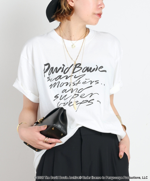 GOOD ROCK SPEED(グッドロックスピード)の「【GOOD ROCK SPEED/グッドロックスピード】DAVID BOWIE written T-sh(Tシャツ/カットソー・レディース・ホワイト・FREE)」の6枚目の写真