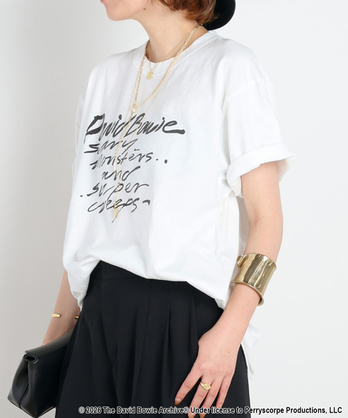 GOOD ROCK SPEED(グッドロックスピード)の「【GOOD ROCK SPEED/グッドロックスピード】DAVID BOWIE written T-sh(Tシャツ/カットソー・レディース・ホワイト・FREE)」の7枚目の写真