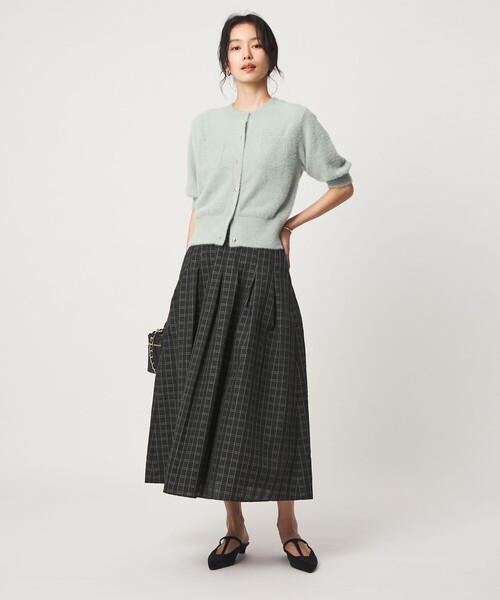 green label relaxing(グリーンレーベルリラクシング)の「チェック タック フレア スカート(スカート・レディース・ブラック/ダークブラウン・36/38/40)」の8枚目の写真