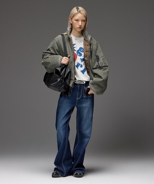X-girl(エックスガール)の「LAYERED STYLE L/S COMPACT TEE(Tシャツ/カットソー・レディース・オフホワイト/ブラック・S/M)」の5枚目の写真