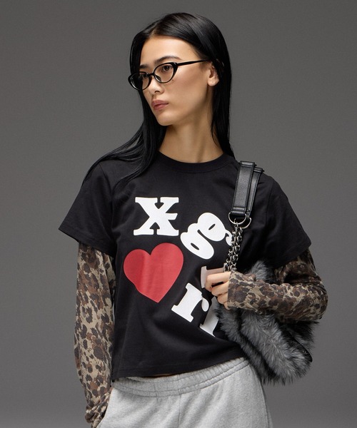 X-girl(エックスガール)の「LAYERED STYLE L/S COMPACT TEE(Tシャツ/カットソー・レディース・オフホワイト/ブラック・S/M)」の6枚目の写真