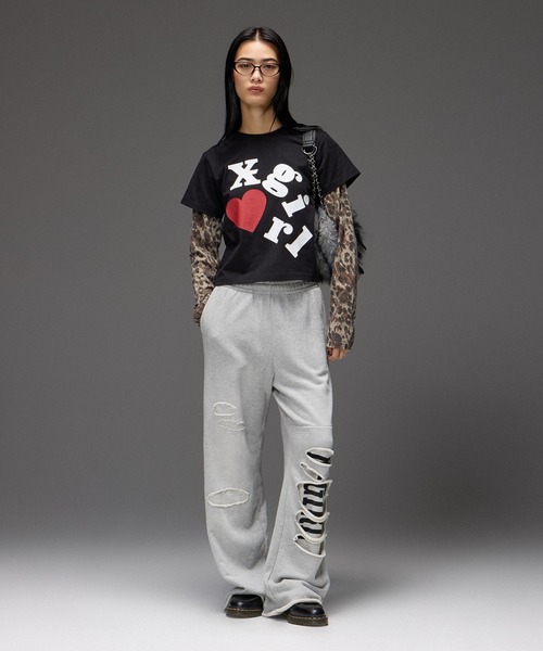 X-girl(エックスガール)の「LAYERED STYLE L/S COMPACT TEE(Tシャツ/カットソー・レディース・オフホワイト/ブラック・S/M)」の7枚目の写真