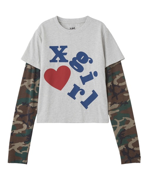 X-girl(エックスガール)の「LAYERED STYLE L/S COMPACT TEE(Tシャツ/カットソー・レディース・オフホワイト/ブラック・S/M)」の8枚目の写真