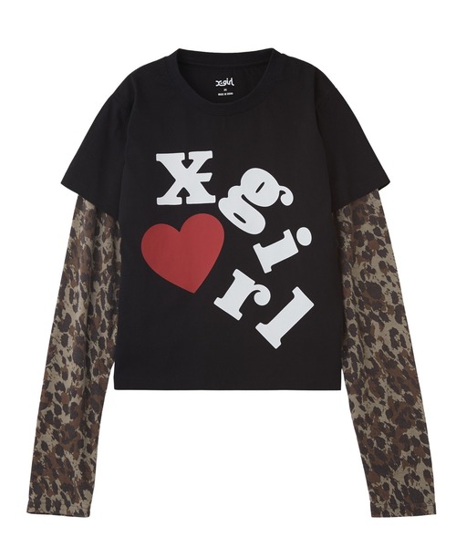 X-girl(エックスガール)の「LAYERED STYLE L/S COMPACT TEE(Tシャツ/カットソー・レディース・オフホワイト/ブラック・S/M)」の9枚目の写真