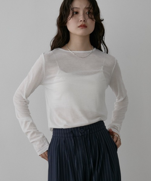 Aunt Marie's(アントマリーズ)の「シアーロンT(Tシャツ/カットソー・レディース・レッド/ブラック/ホワイト・FREE)」の2枚目の写真