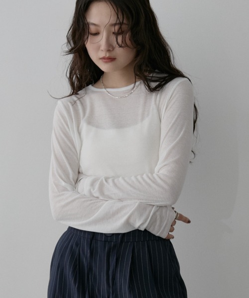 Aunt Marie's(アントマリーズ)の「シアーロンT(Tシャツ/カットソー・レディース・レッド/ブラック/ホワイト・FREE)」の6枚目の写真