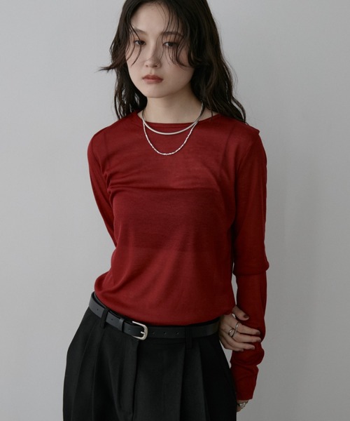 Aunt Marie's(アントマリーズ)の「シアーロンT(Tシャツ/カットソー・レディース・レッド/ブラック/ホワイト・FREE)」の22枚目の写真