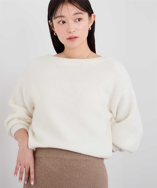 UR'S(ユアーズ)の「オープンネックニットプルオーバー(ニット/セーター・レディース・チャコール/ブラック/ブルー/ホワイト・M/S/L)」の8枚目の写真