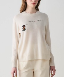 カシミヤ100%ダブルネックロゴニット