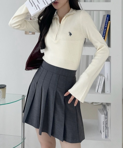 U.S. POLO ASSN.(ユーエスポロアッスン)の「【Ada.別注 U.S. POLO ASSN.】ハーフジップ リブ ニットプルオーバー(ニット/セーター・レディース・ボルドー/チャコールグレー/アイボリー・M/L)」の12枚目の写真