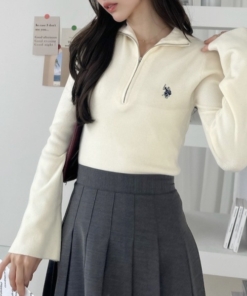 U.S. POLO ASSN.(ユーエスポロアッスン)の「【Ada.別注 U.S. POLO ASSN.】ハーフジップ リブ ニットプルオーバー(ニット/セーター・レディース・ボルドー/チャコールグレー/アイボリー・M/L)」の13枚目の写真