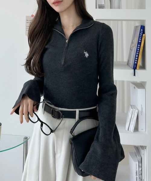 U.S. POLO ASSN.(ユーエスポロアッスン)の「【Ada.別注 U.S. POLO ASSN.】ハーフジップ リブ ニットプルオーバー(ニット/セーター・レディース・ボルドー/チャコールグレー/アイボリー・M/L)」の17枚目の写真