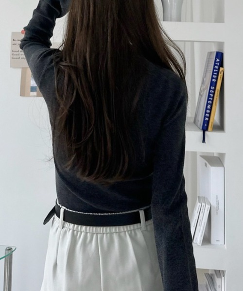 U.S. POLO ASSN.(ユーエスポロアッスン)の「【Ada.別注 U.S. POLO ASSN.】ハーフジップ リブ ニットプルオーバー(ニット/セーター・レディース・ボルドー/チャコールグレー/アイボリー・M/L)」の18枚目の写真