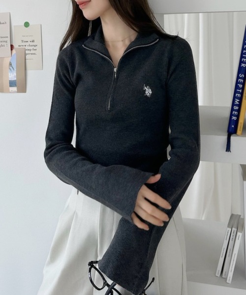 U.S. POLO ASSN.(ユーエスポロアッスン)の「【Ada.別注 U.S. POLO ASSN.】ハーフジップ リブ ニットプルオーバー(ニット/セーター・レディース・ボルドー/チャコールグレー/アイボリー・M/L)」の20枚目の写真