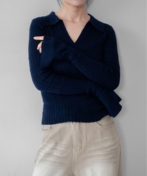 【on:nue】袖フレアスキッパーメロウリブニット /26-27 AW COLLECTION
