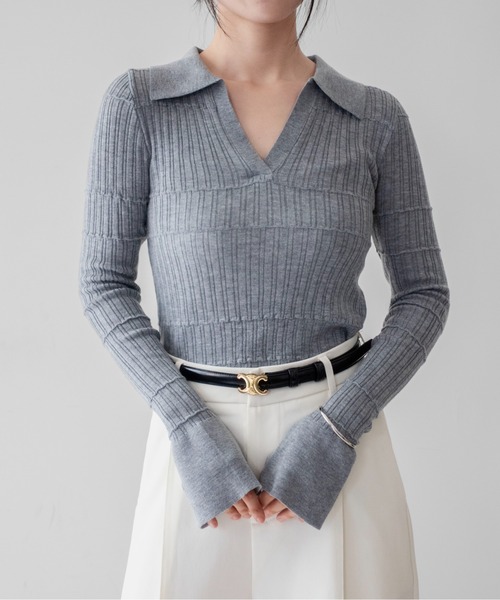 on:nue（オンニュ）の「【on:nue】袖フレアスキッパーメロウリブニット /26-27 AW COLLECTION（ニット/セーター・レディース・グレー/ネイビー/アイボリー/ブラック・FREE）」の3枚目の写真