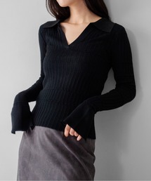 【on:nue】袖フレアスキッパーメロウリブニット /26-27 AW COLLECTION