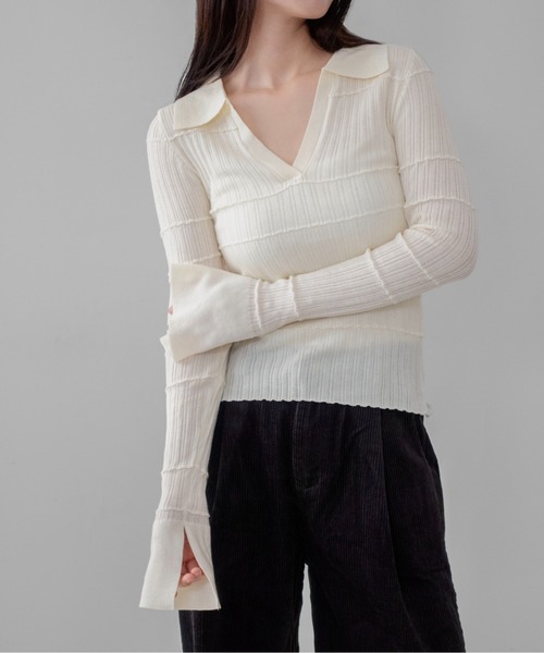 on:nue（オンニュ）の「【on:nue】袖フレアスキッパーメロウリブニット /26-27 AW COLLECTION（ニット/セーター・レディース・グレー/ネイビー/アイボリー/ブラック・FREE）」の5枚目の写真