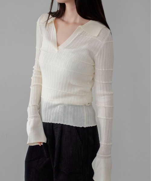 on:nue（オンニュ）の「【on:nue】袖フレアスキッパーメロウリブニット /26-27 AW COLLECTION（ニット/セーター・レディース・グレー/ネイビー/アイボリー/ブラック・FREE）」の7枚目の写真