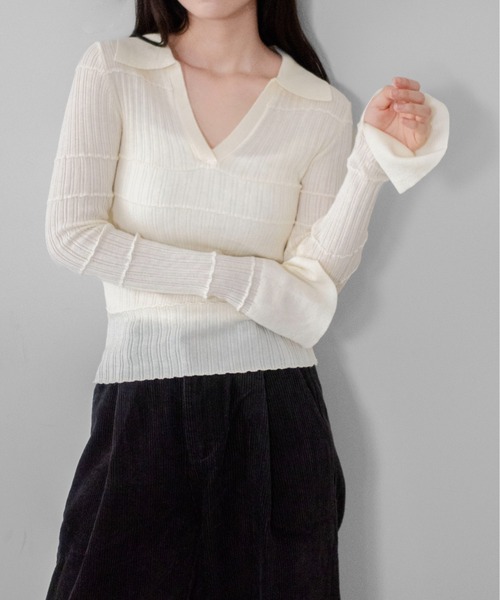 on:nue（オンニュ）の「【on:nue】袖フレアスキッパーメロウリブニット /26-27 AW COLLECTION（ニット/セーター・レディース・グレー/ネイビー/アイボリー/ブラック・FREE）」の10枚目の写真