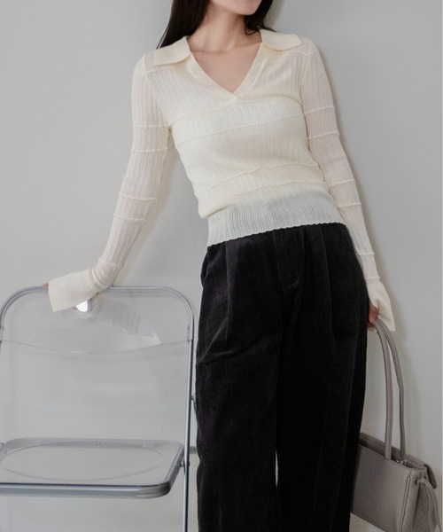 on:nue（オンニュ）の「【on:nue】袖フレアスキッパーメロウリブニット /26-27 AW COLLECTION（ニット/セーター・レディース・グレー/ネイビー/アイボリー/ブラック・FREE）」の12枚目の写真