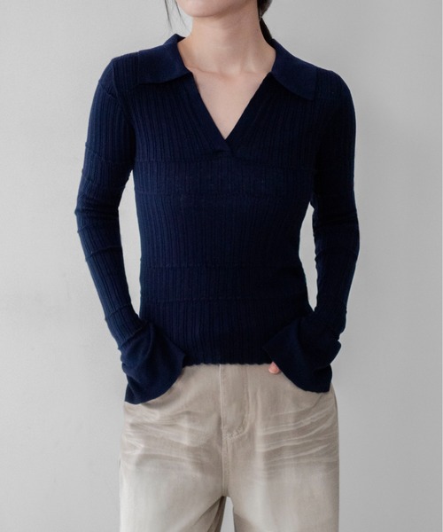 on:nue（オンニュ）の「【on:nue】袖フレアスキッパーメロウリブニット /26-27 AW COLLECTION（ニット/セーター・レディース・グレー/ネイビー/アイボリー/ブラック・FREE）」の18枚目の写真