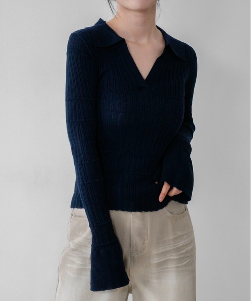 on:nue（オンニュ）の「【on:nue】袖フレアスキッパーメロウリブニット /26-27 AW COLLECTION（ニット/セーター・レディース・グレー/ネイビー/アイボリー/ブラック・FREE）」の20枚目の写真