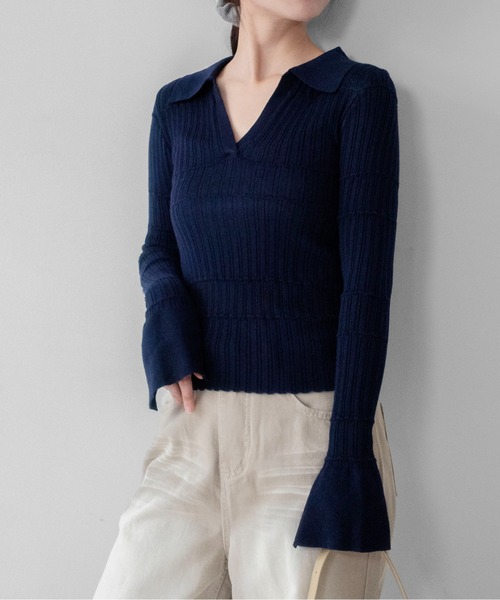 on:nue（オンニュ）の「【on:nue】袖フレアスキッパーメロウリブニット /26-27 AW COLLECTION（ニット/セーター・レディース・グレー/ネイビー/アイボリー/ブラック・FREE）」の22枚目の写真