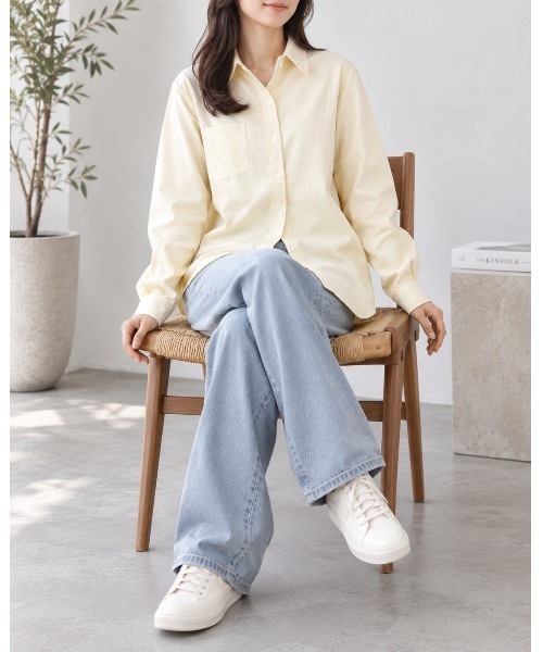 FAZVY(ファズビー)の「秋色で楽しむ 抜け感オープンカラー長袖シャツ(シャツ/ブラウス・レディース・ブルー/ピンク/ブラウン/ホワイト・L/M/S)」の10枚目の写真