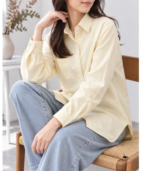 FAZVY(ファズビー)の「秋色で楽しむ 抜け感オープンカラー長袖シャツ(シャツ/ブラウス・レディース・ブルー/ピンク/ブラウン/ホワイト・L/M/S)」の12枚目の写真