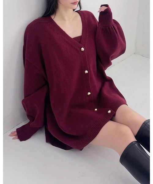 SOELA】ミニニットワンピース＋ニットカーディガン／WEB限定