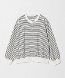 メタル調ボタン カーディガン ボーダー
