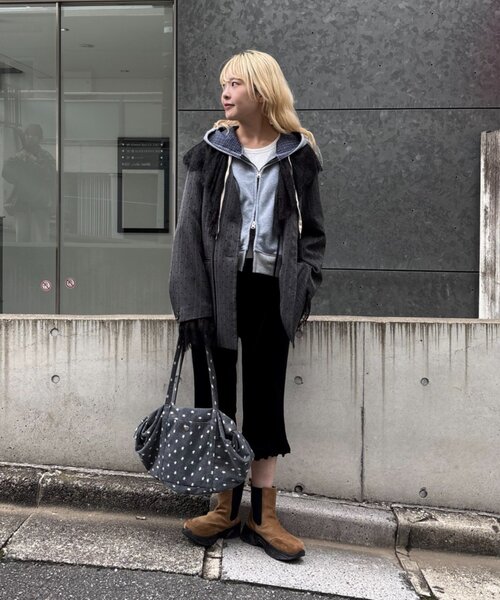 WILLOW（ウィロー）の「【willow】つけ襟アソート柄ノーカラージャケット（ノーカラージャケット・レディース・グレー/ネイビー・ONE SIZE）」の4枚目の写真