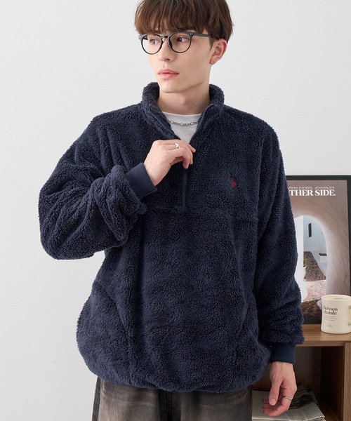 U.S. POLO ASSN.(ユーエスポロアッスン)の「【U.S. POLO ASSN./ユーエスポロアッスン】ワンポイント ダブルホースマン刺繍 ダブルフェイス ボアフリース ハーフジップ(その他アウター・メンズ・アイボリー/カーキ/ネイビー/ベージュ/ブラック・LL/L/M)」の5枚目の写真