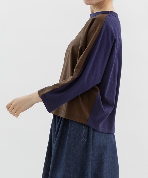 nop de nod（ノップドゥノッド）の「Clocheスワン刺繍布帛9分袖カットソー（Tシャツ/カットソー・レディース・ブラック/ネイビー/ブラウン・3）」の8枚目の写真