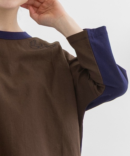 nop de nod（ノップドゥノッド）の「Clocheスワン刺繍布帛9分袖カットソー（Tシャツ/カットソー・レディース・ブラック/ネイビー/ブラウン・3）」の10枚目の写真