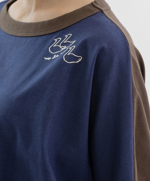 nop de nod（ノップドゥノッド）の「Clocheスワン刺繍布帛9分袖カットソー（Tシャツ/カットソー・レディース・ブラック/ネイビー/ブラウン・3）」の17枚目の写真