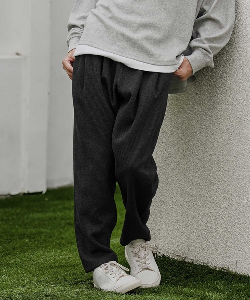 CAMBIO(カンビオ)の「mp15525- Houndstooth Wool Blend Wide Tapered Pants テーパードパンツ(A76726cmb)(その他パンツ・メンズ・ブラック/ブラウン/チャコール・S/M/L)」の10枚目の写真