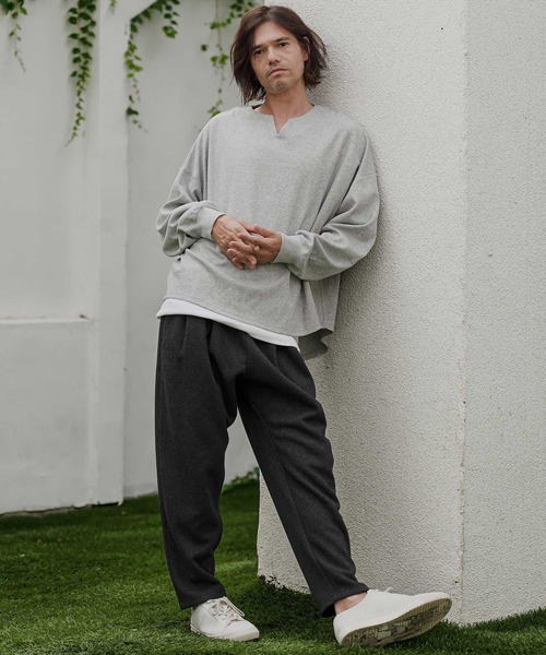 CAMBIO(カンビオ)の「mp15525- Houndstooth Wool Blend Wide Tapered Pants テーパードパンツ(A76726cmb)(その他パンツ・メンズ・ブラック/ブラウン/チャコール・S/M/L)」の11枚目の写真