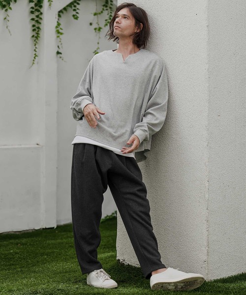 CAMBIO(カンビオ)の「mp15525- Houndstooth Wool Blend Wide Tapered Pants テーパードパンツ(A76726cmb)(その他パンツ・メンズ・ブラック/ブラウン/チャコール・S/M/L)」の12枚目の写真
