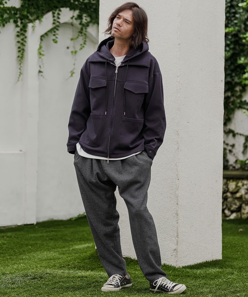 CAMBIO(カンビオ)の「mp15525- Houndstooth Wool Blend Wide Tapered Pants テーパードパンツ(A76726cmb)(その他パンツ・メンズ・ブラック/ブラウン/チャコール・S/M/L)」の16枚目の写真